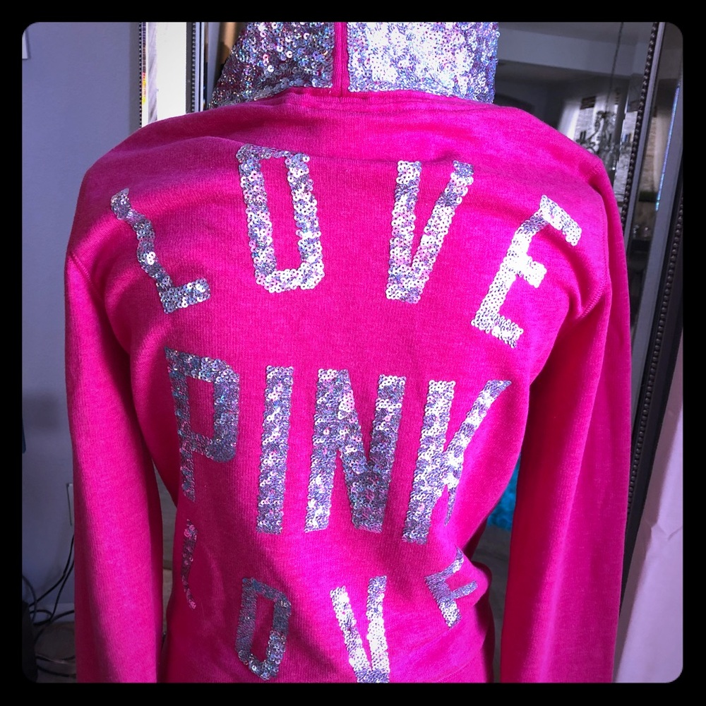 💕PINK Victoria’s Secret Hoodie Bling SZ Small